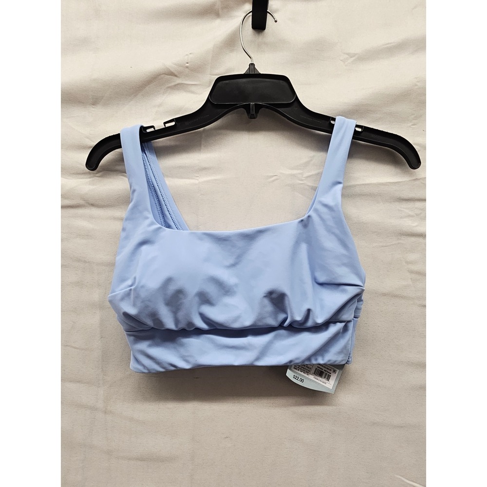 Shade & Shore Womens Square Neck Bikini Top Blue Nylon Blend Athletic Size XS‎